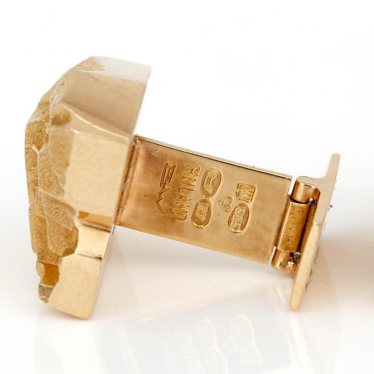 MANSCHETTKNAPPAR, ett par, 14k guld, Björn Weckström, Lapponia, 1970. Vikt ca 13,3 gram.