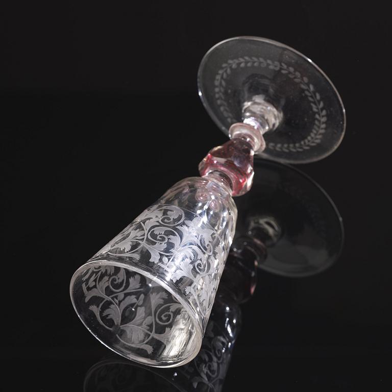 A Bohemian glass goblet, 18th Century.
