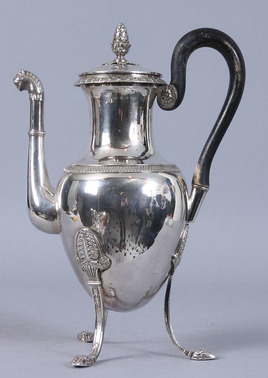 KAFFEKANNA, silver, empire, Gustaf Möllenborg, Stockholm, 1828.