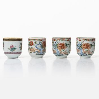 A group lot of 11 Chinese cups, Qing dynasty, Qianlong (1736-95).