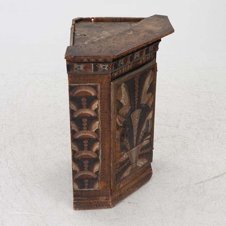 Corner cabinet, folk art, dated 1795.