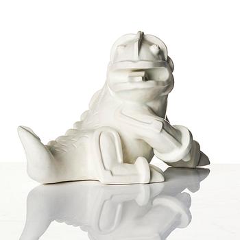 Wilhelm Kåge, a set of two stoneware sculptures of dragon puppies, Gustavsberg, 1940s.