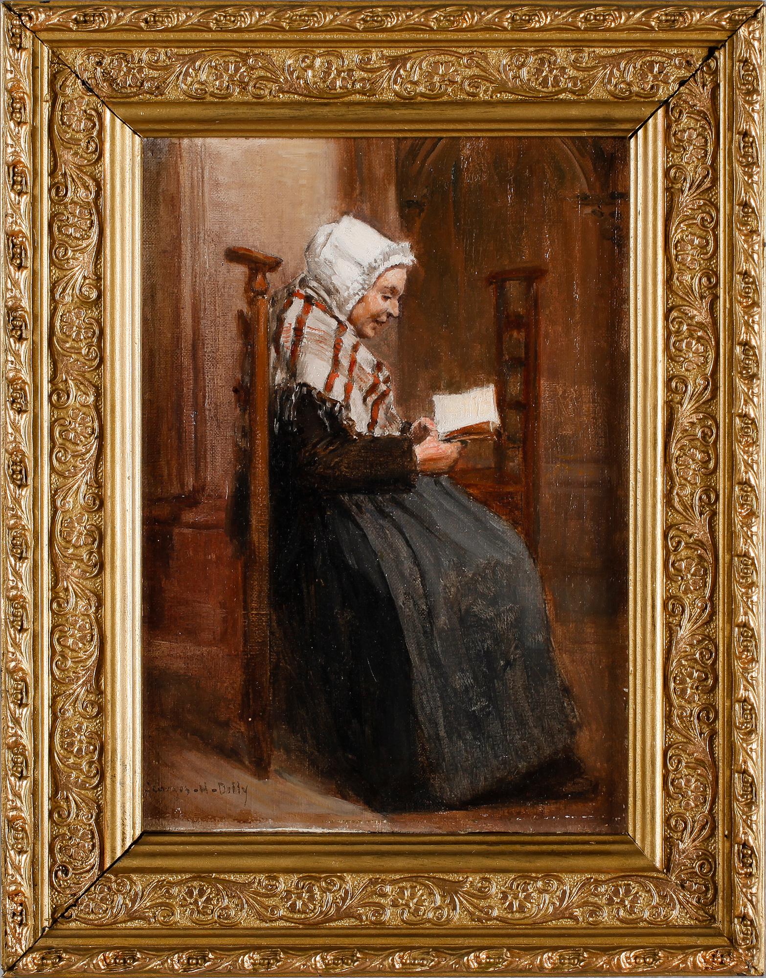 GEORGES HIPPOLYTE DILLY, olja på pannå, signerad.