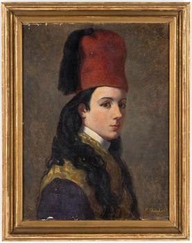 CHARLOTTA "LOTTEN" EHRENPOHL, olja på duk. Signerad. Troligen utfört före 1877.