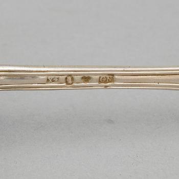PARTI SILVER, 15 delar. Bl a Carl Nyström, Stockholm 1853, Tot ca 350 g.