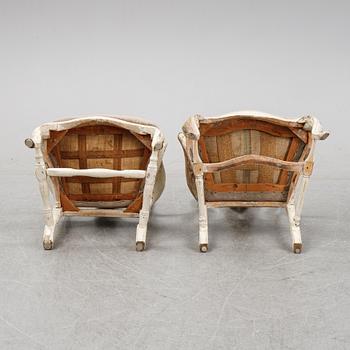 Two similar rococo armchairs, second half of the 18th century.