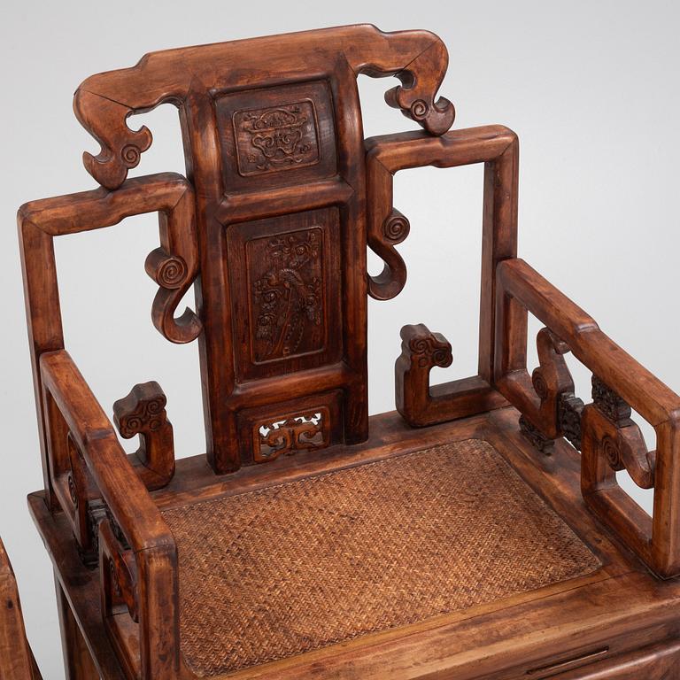 A pair of hardwood chairs, China, early 20th century.