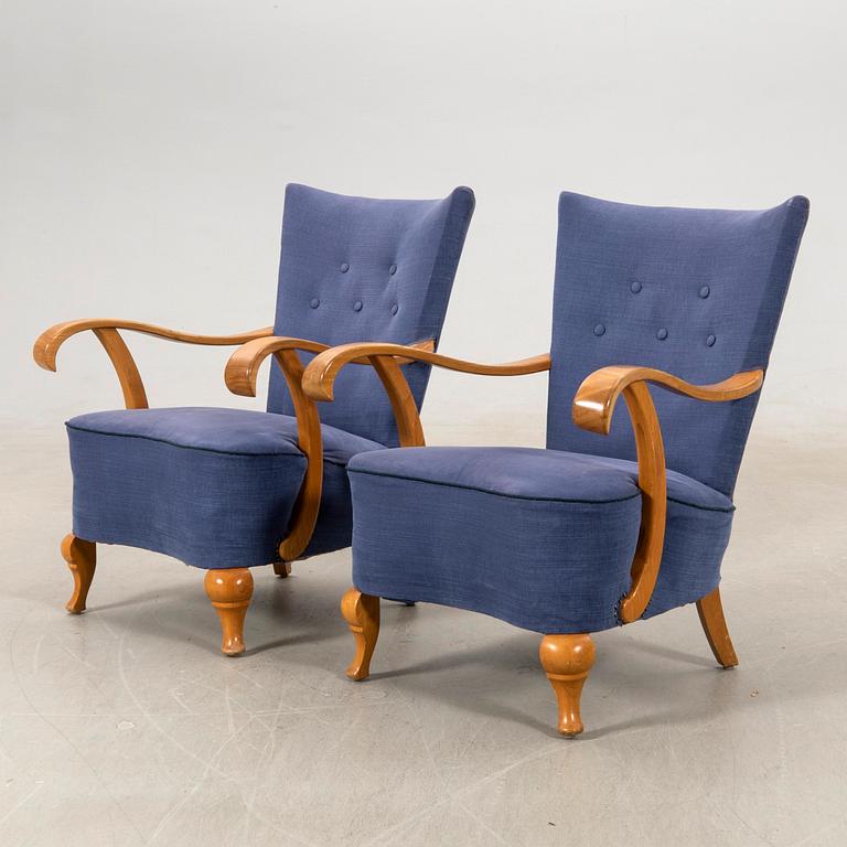 Armchairs a pair Swedish Modern 1940s.