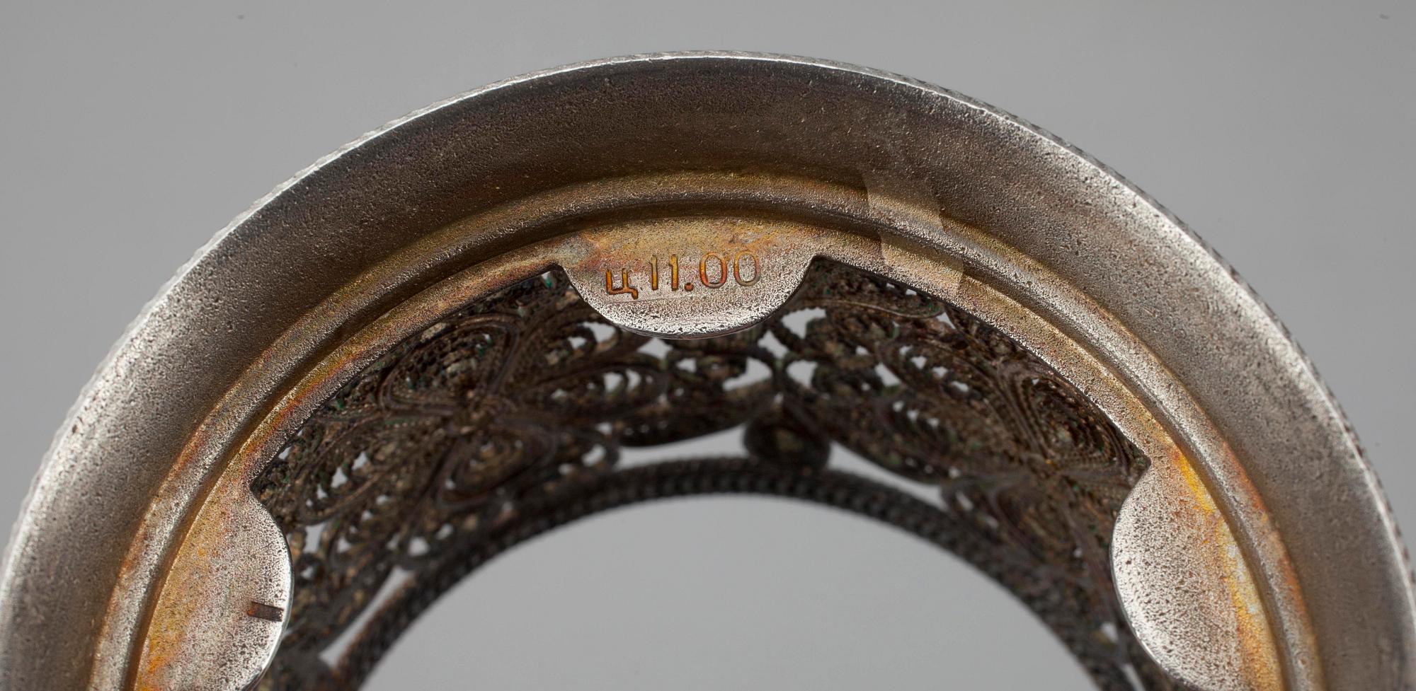 TEELASINPIDIKKEITÄ, 6 kpl, uushopeaa, Venäjä 1900-luvun loppupuoli.