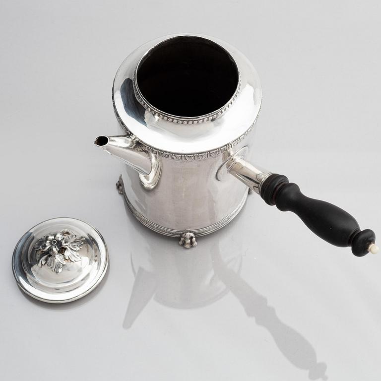Pehr Zethelius, kaffekanna, silver, Stockholm 1783. Gustaviansk.