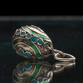 HÄNGE/ÄGG, silver och emalj, Ryssland sekelskiftet 1800/1900-tal.