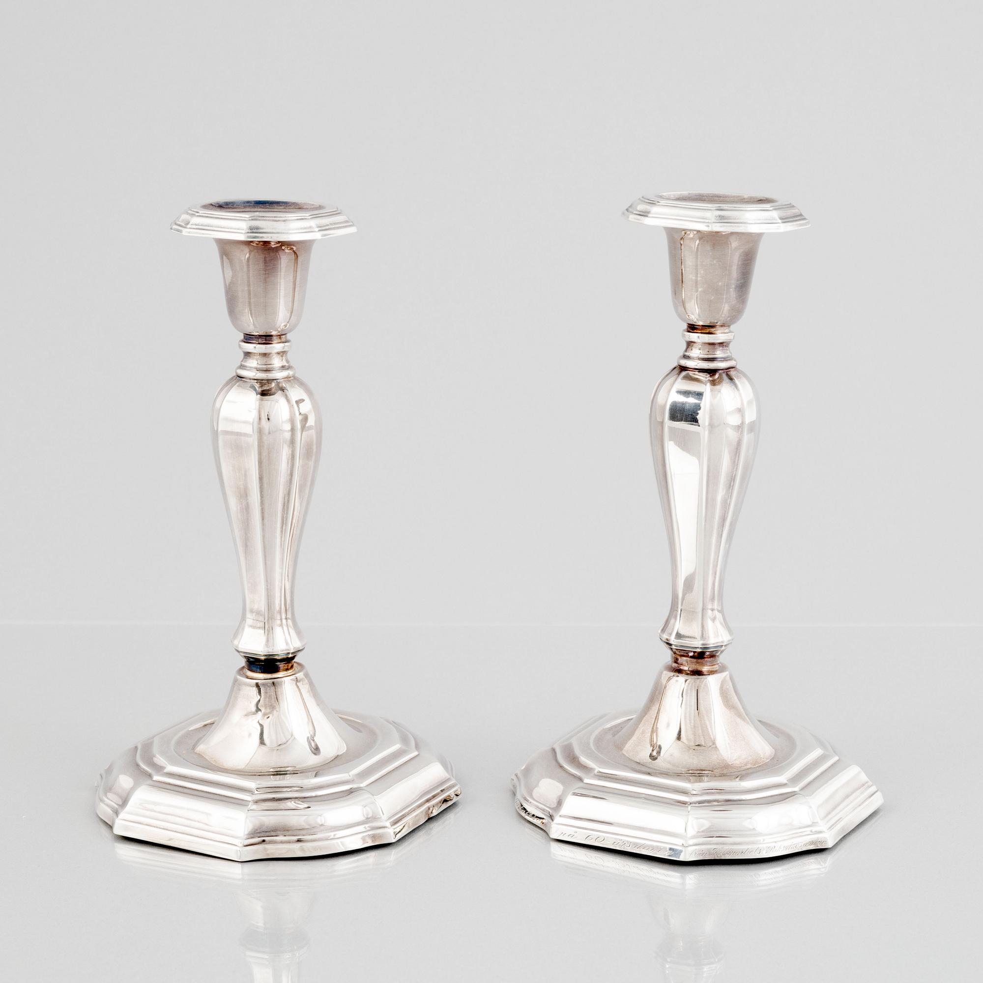 CG Hallberg, ljusstakar, ett par, sterlingsilver, Stockholm 1960.