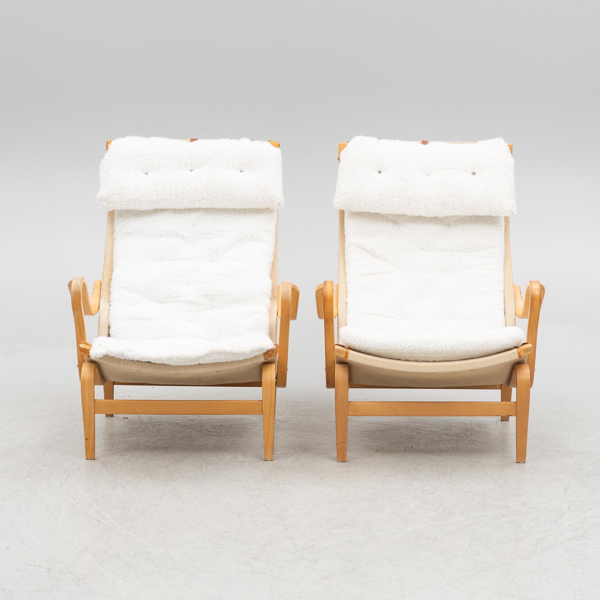 Bruno Mathsson, a pair of 'Pernilla' armchairs, DUX.