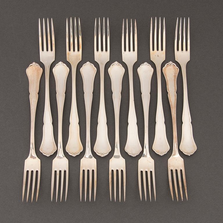 A 173-piece set of 'Chippendale' silver cutlery, Hopeakeskus, Hämeenlinna, Finland 1938-1947.