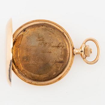 IWC, pocket watch, hunter, 14K gold, 52 mm.