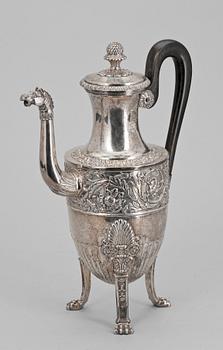 KAFFEKANNA, silver, empire, Adolf Zethelius, Stockholm 1835. Vikt ca 1100 gram.