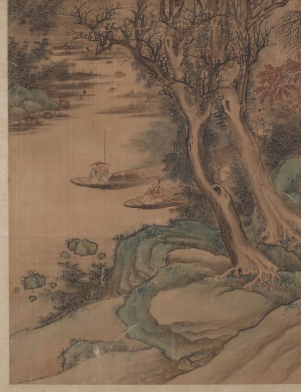 A Chinese scroll painting after Lan Meng (1644-1722), Qing dynasty.
