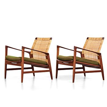 Ib Kofod-Larsen, a pair of "Åre" easy chairs, model no 809, Olof Persons Fåtöljindustri (OPE), Sweden 1950´s-60's.