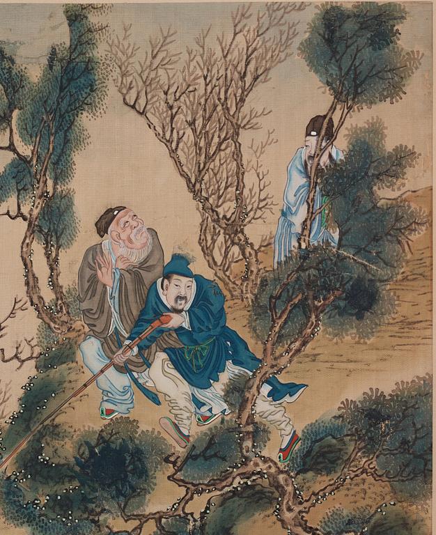 Rullmålning, okänd konstnär, akvarell och tusch på papper, Qing dynasty, 19th Century.