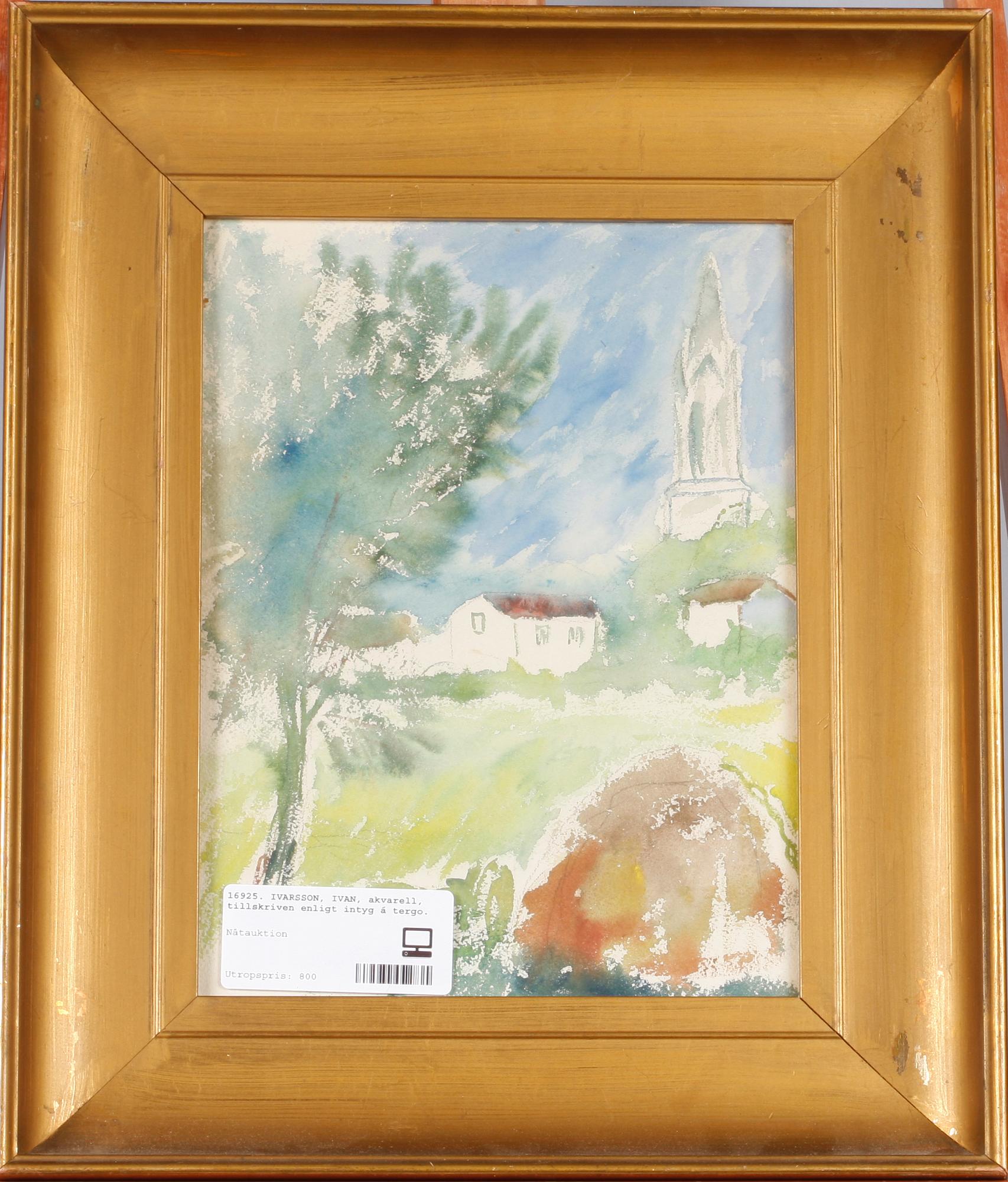 IVARSON, IVAN, akvarell, tillskriven enligt intyg á tergo.