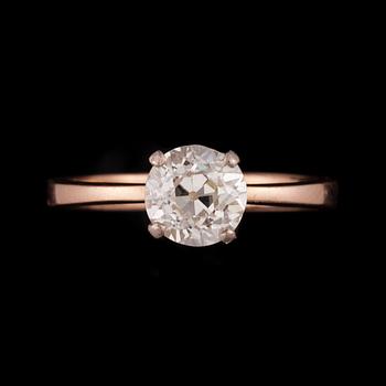 RING, 14K guld, gammalslipad diamant. Vikt ca 2,9 g.