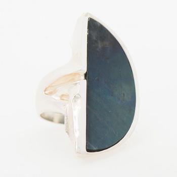 ZOLTAN POPOVITS, RING, "Honka", spektrolit, silver. Lapponia 1991.