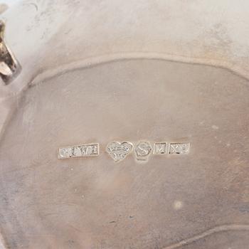 A Swedish Silver Coffee Pot, Creamer and Sugar Bowl, mark of Gewe Silvervarufabriken, Malmö 1971-73.