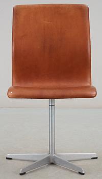 An Arne Jacobsen 'Oxford' brown leather and aluminium chair, Fritz Hansen, Denmark.