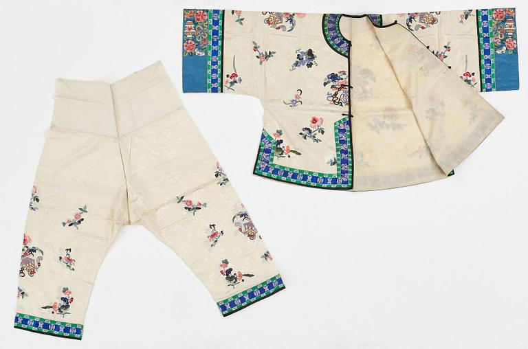 An ebroidered silk jacket and coat, China, first half of the 20th Century.