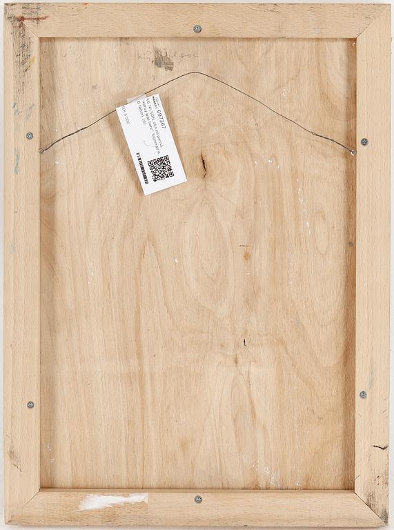 KG NILSON, olja på träpannå, "Kilroy was here". Signerad K G Nilson.