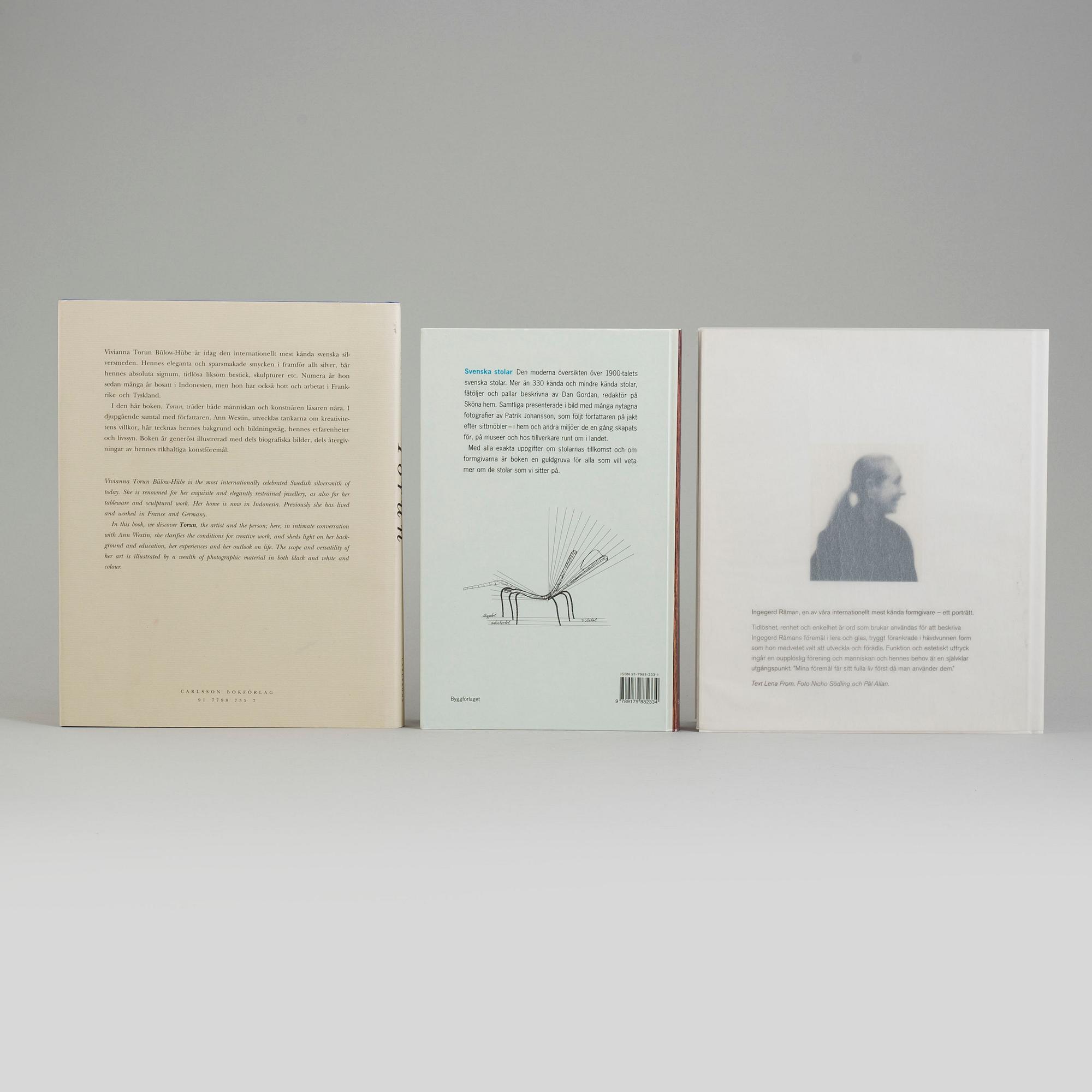 Seven books on Swedish glass, silver and furniture.