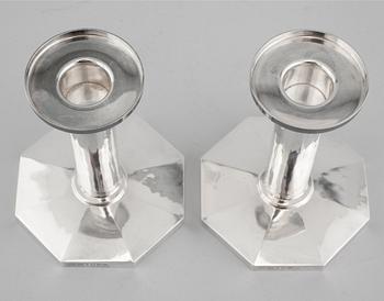 A pair of silver candelsticks by Bengt Liljedahl, STockholm, 1978.