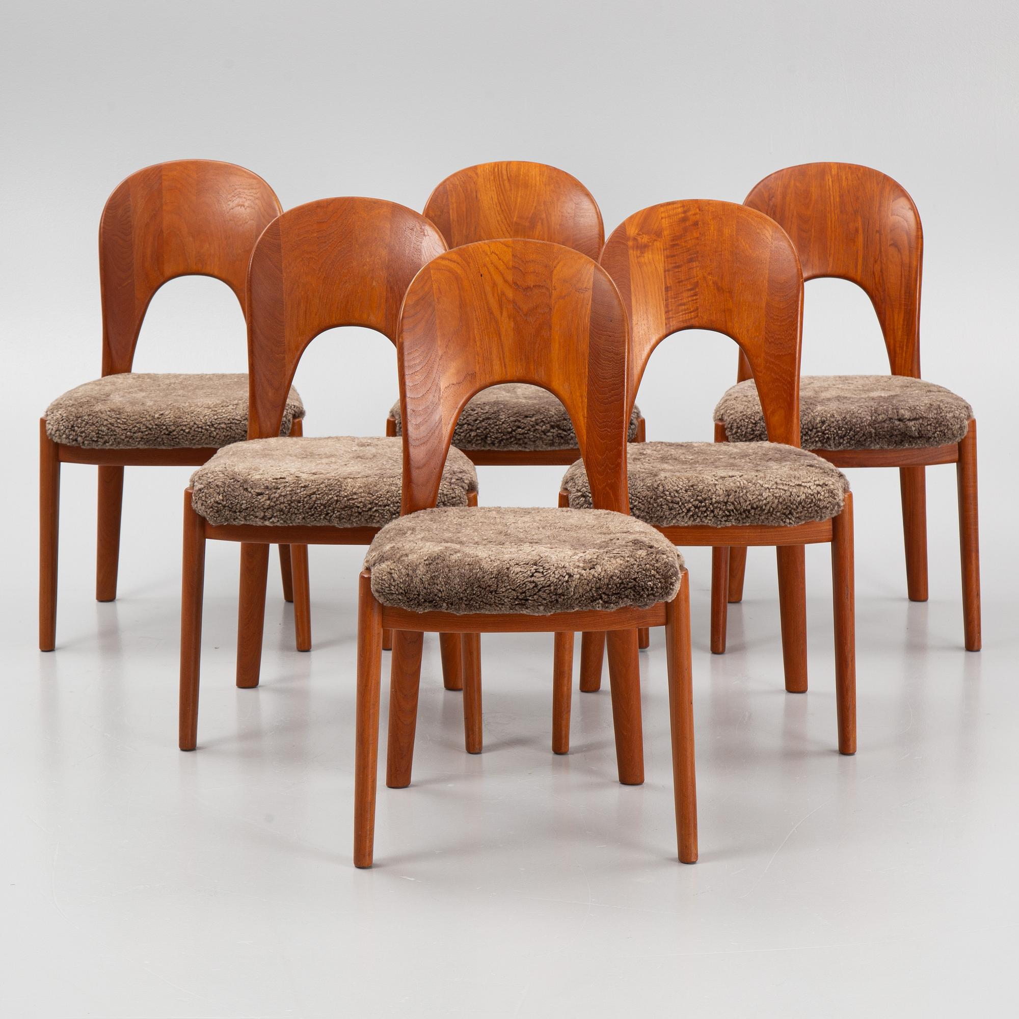 Niels Kofoed, chairs, 6 pieces, Denmark, second half of the 20th century.