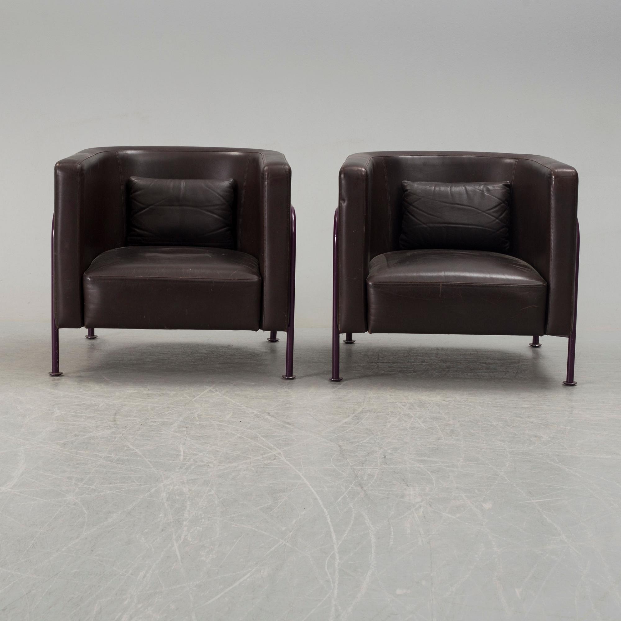 A pair of 'GA-2' easy chairs by Gunnar Asplund, Källemo, late 20th century.