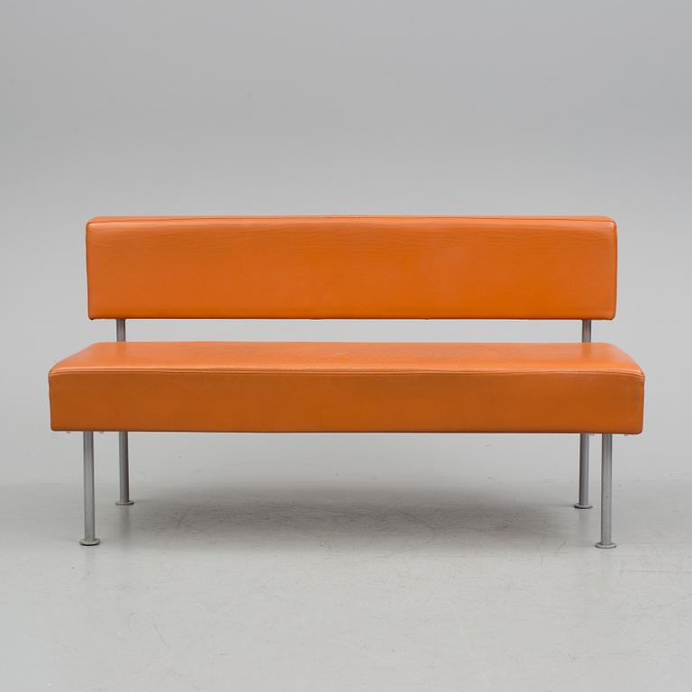 A three part leather upholstered 'Longo' sofa from Klaessons Möbler, Fjugesta.