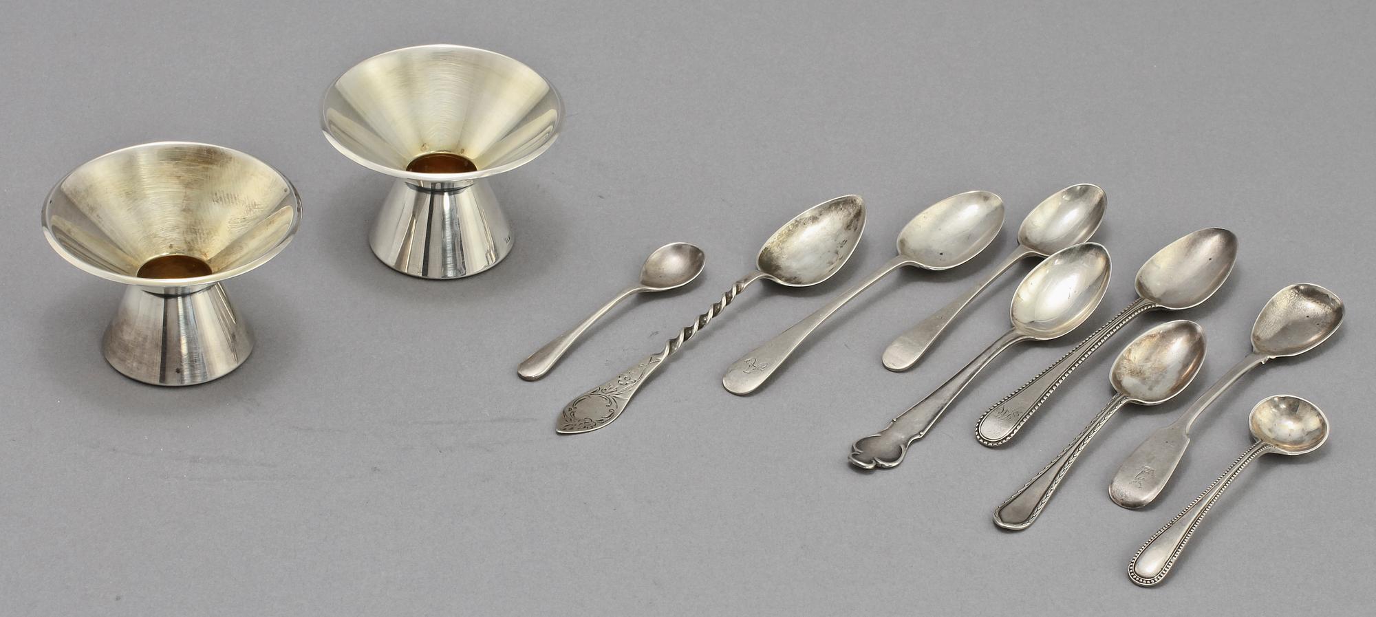PARTI SILVER, 11 st, silver, mestadels Sverige och England, 1900-tal. Tot vikt 240 g.