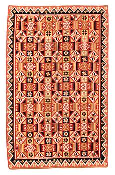 A bed cover, double-interlocked tapestry, ca 197,5-201,5 x 122-125 cm, Scania 1825, Villands district, Sweden.