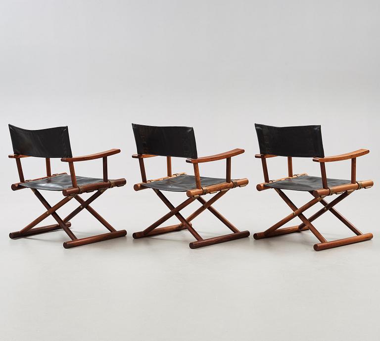 Sune Lindström, A set of three palisander folding chairs, Nordiska Kompaniet, Sweden 1960's.