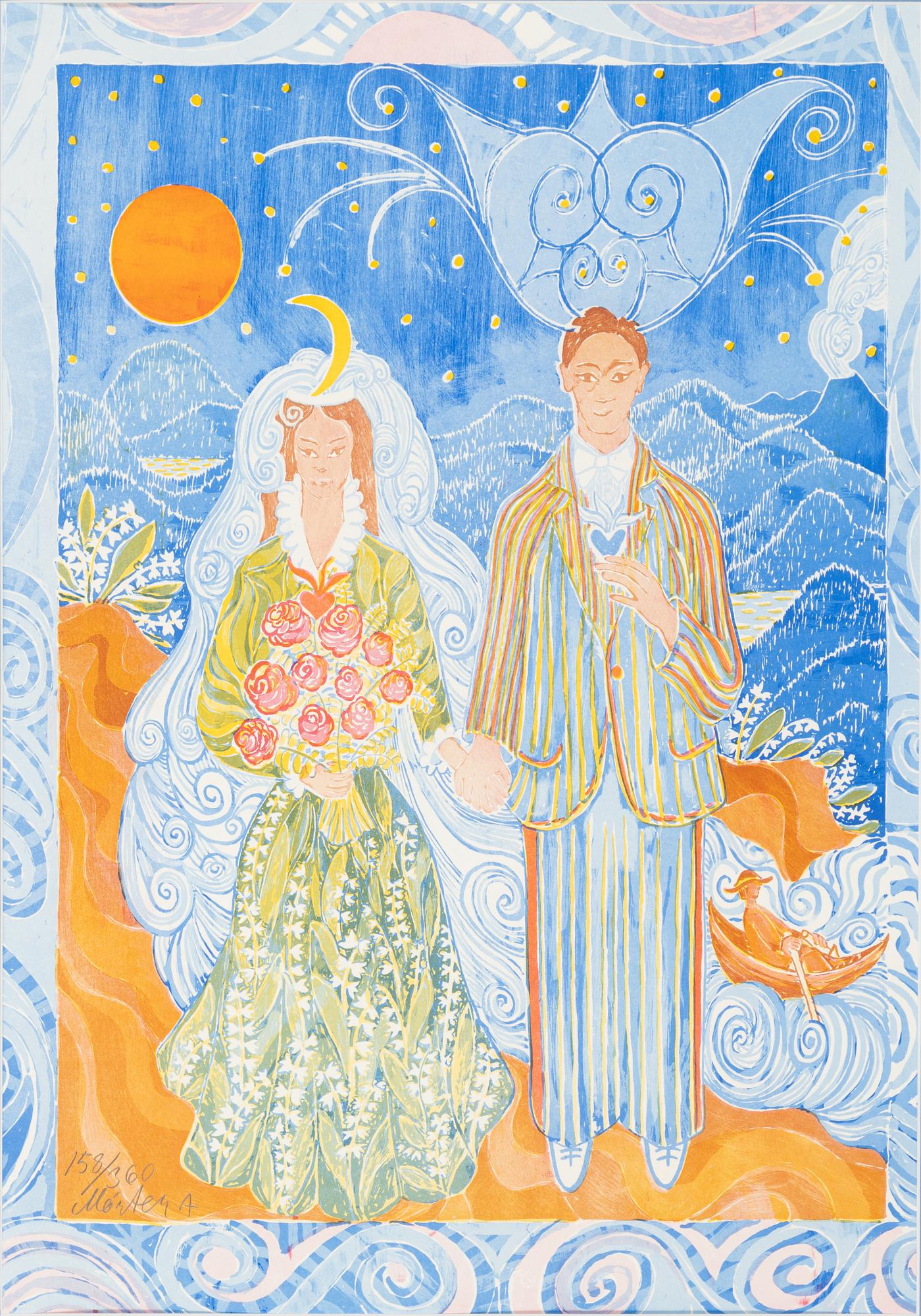 Mårten Andersson, färglitografi, 1990, triptyk, signerad 158/360.