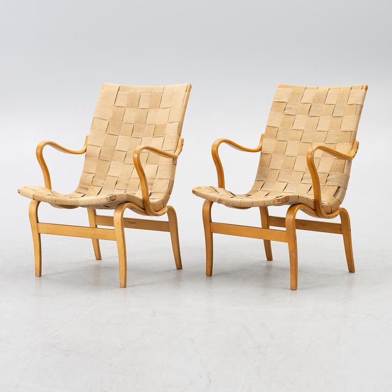 Bruno Mathsson, a pair of 'Eva' armchairs, Firma Karl Mathsson, Värnamo, 1959-62.
