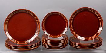 MAT- SAMT TESERVIS, 46 delar, stengods, "Rustik", Britt-Louise Sundell, Gustavsberg.