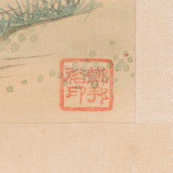 Maalauksia, 2 kpl, vesiväri ja tussi, tunnistamaton taiteilija, Kiina 1900-luvun alku.