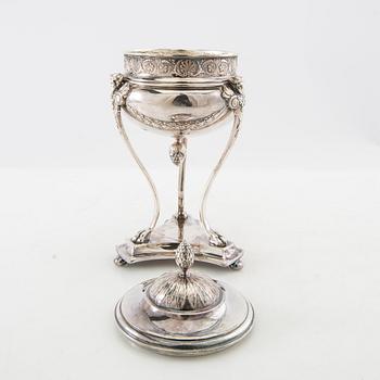 Sugar bowl, Empire style, CG Hallberg, silver plate, first half of the 20th century.