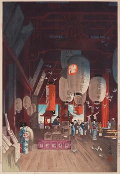 Eisho Narazaki, The Interior of Asakusa Kannon Temple, (Asakusa Kanzeon no Naido).