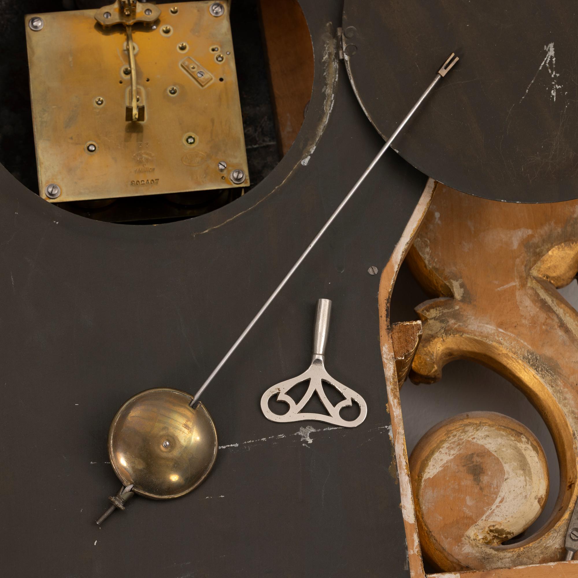 Wall clock, Gustavian style, P.N. Wohlin, Stockholm, 20th century.