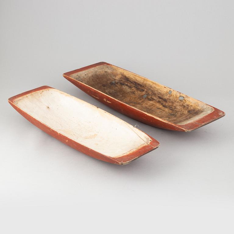 Four swedish wooden bowls, 19th century/early 20th century.