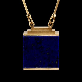 GARNITYR, 4 delar, 18k guld med lapis lazuli, Wiven Nilsson, Lund 1940 - 59. Tot vikt 69 g.