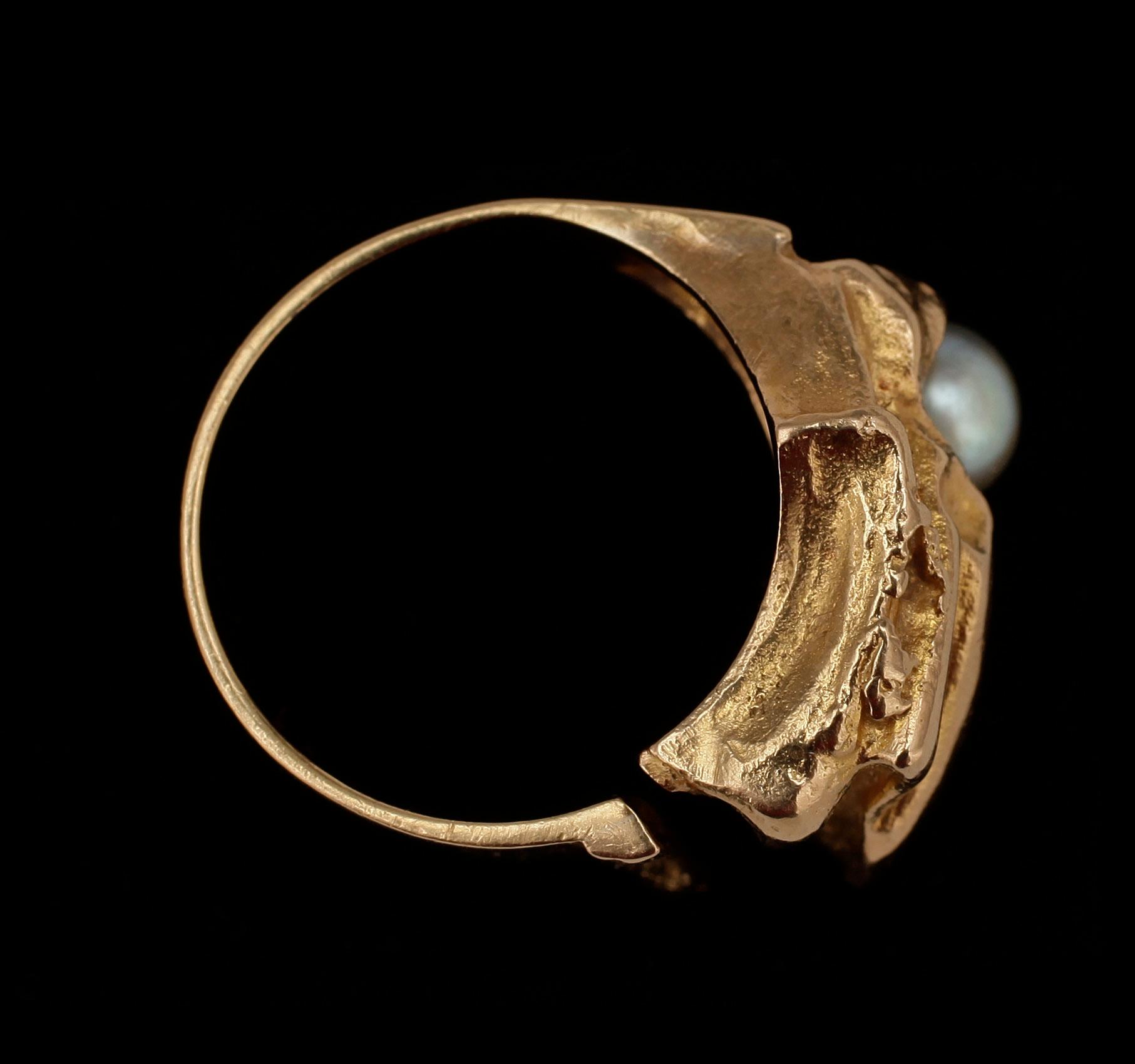 RING, 18k guld med pärla, Björn Weckström, Lapponia, Finland. Vikt ca 10g.