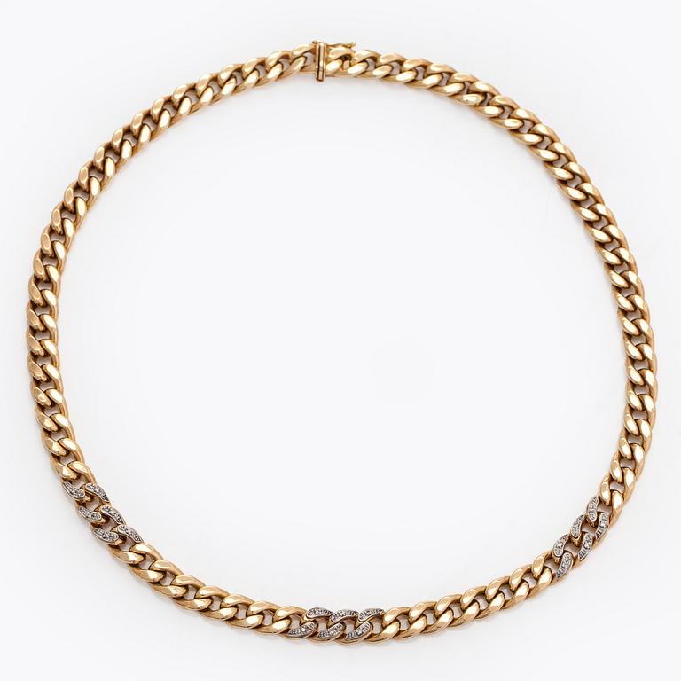 Collier, 14K guld, pansarlänk, med diamanter, Westerback, Helsingfors 1998.