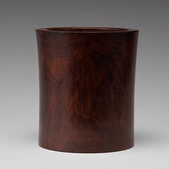 A Chinese wooden brush pot, 20th Century.